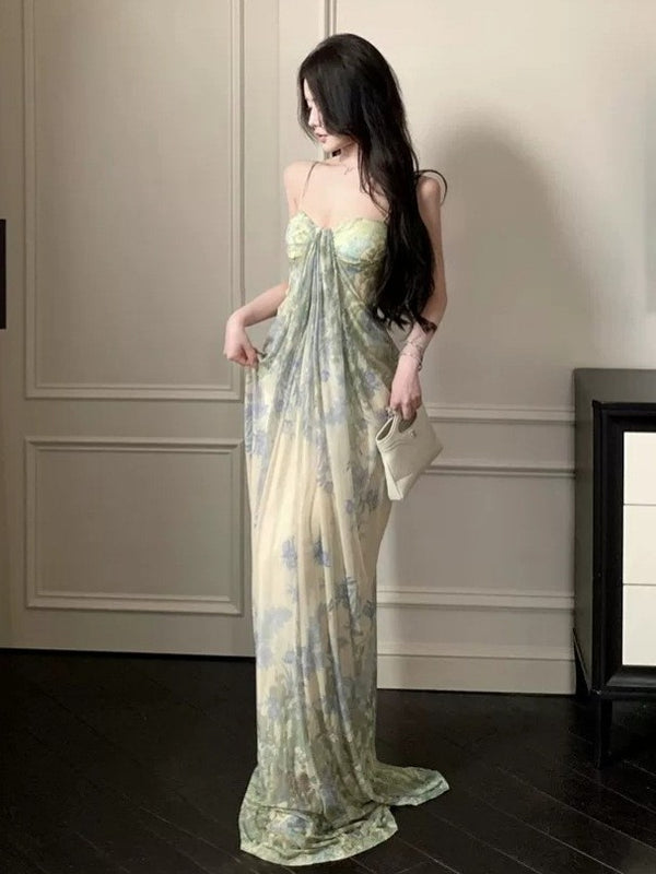 Womens Purple Floral-print Strap Dress