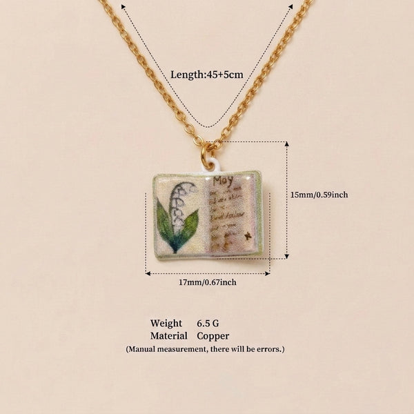 Retro Book Necklace For Women